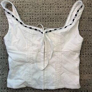 American Vintage White Tank Top with Black Trim